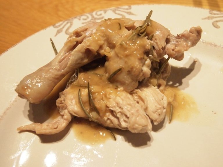 Spatchcock with white wine, lemon and rosemary